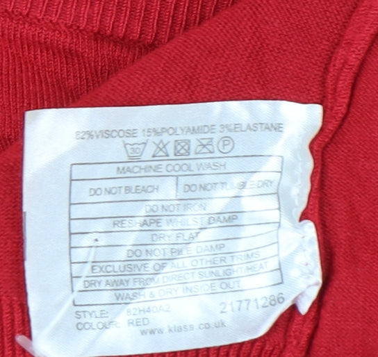 Klass Women’s Red 2XL Pullover Jumper Scoop Neck 3/4 Sleeve