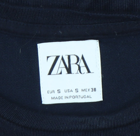 Zara Women’s Blue Cotton Basic Crew Neck T-Shirt Size S