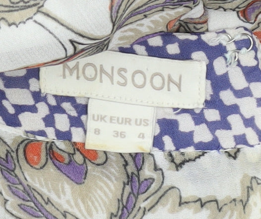 Monsoon Women’s Multicoloured Floral Shift Dress Size 8 Short Sleeve