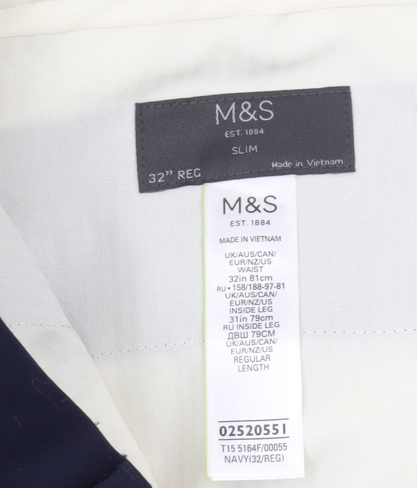 Marks & Spencer Men’s Blue Slim Fit Dress Pants 32W 31L