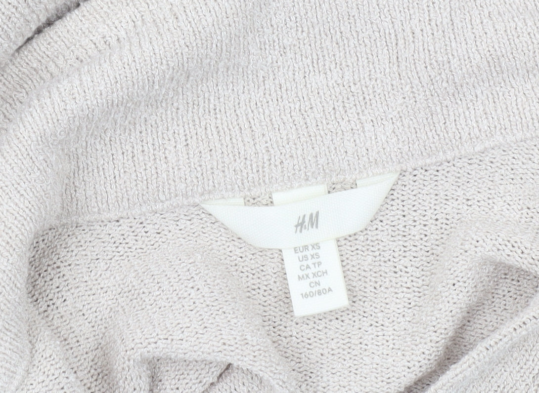 H&M Women Beige XS Short Sleeve Knit Polo Top