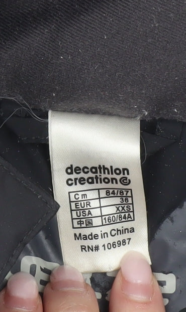 Wedze Women’s Black Puffer Jacket Coat Hooded Size 8 Winter Ski