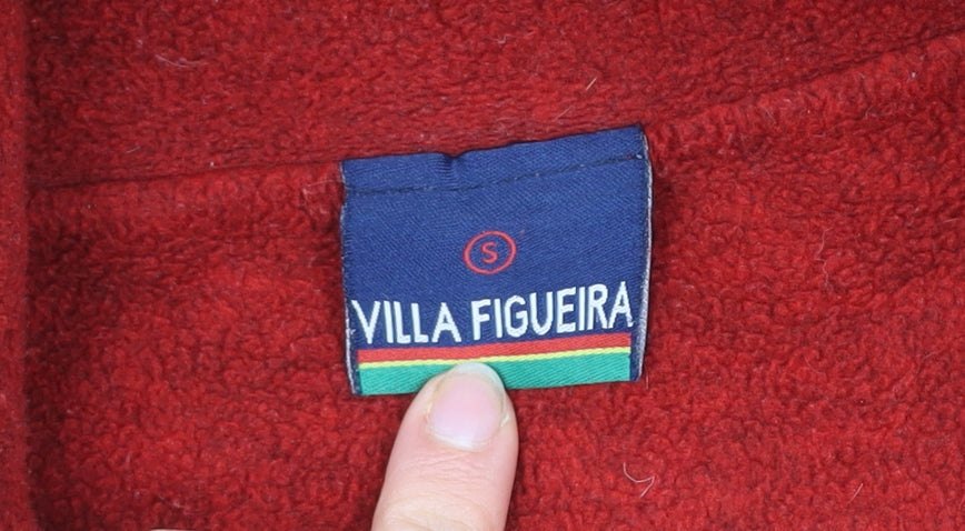 Villa Figueira Men’s Red Fleece Full Zip Jacket Size S Nautical Embroidered