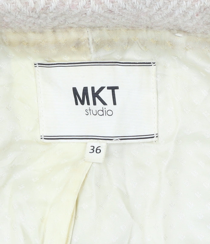 MKT Studio Unisex Beige Herringbone Blazer Jacket Wool Blend Size 36