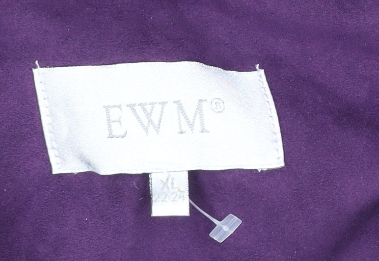 EWM Women’s Purple Quilted Waistcoat XL Hooded Fur Trim Sleeveless