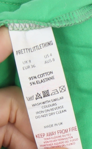 PRETTYLITTLETHING Women’s Green Bodycon Party Dress Size 8 One Shoulder