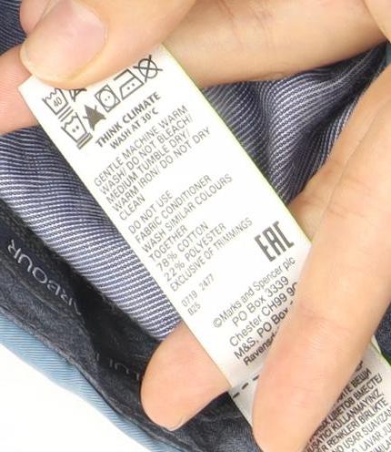 Marks & Spencer Men’s Blue 36L Chino Trousers Cotton Blend