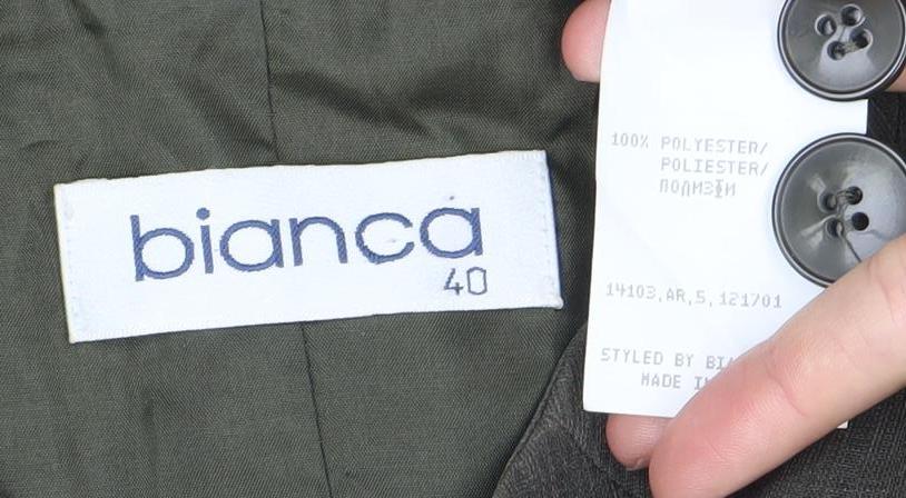 Bianca Womens Green Size 12 Polyester Single Breasted Suit Jacket
