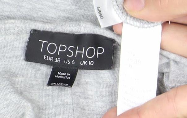 Topshop Women’s Grey Strapless Bodycon Dress Size 10 Knee Length