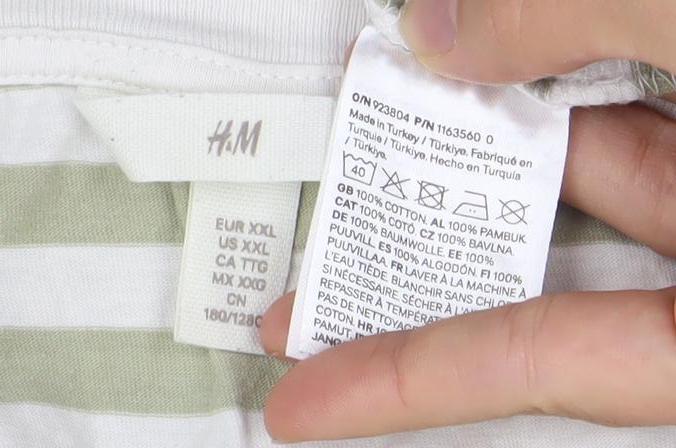 H&M Womens Green White Striped T-Shirt Size 18 Cotton Casual