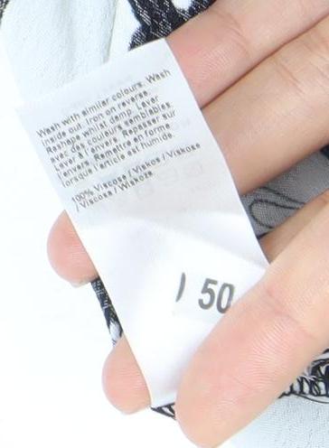 River Island Women’s Black White Abstract Ruched Mini Dress Size 8