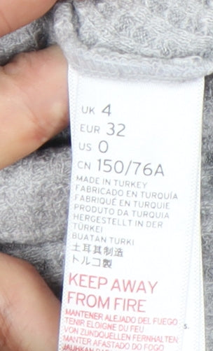 Topshop Women Grey UK 4 Cropped Long Sleeve V-Neck Knit Top