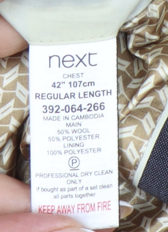 Next Men’s Grey Wool Blend 42 Regular Suit Jacket Blazer