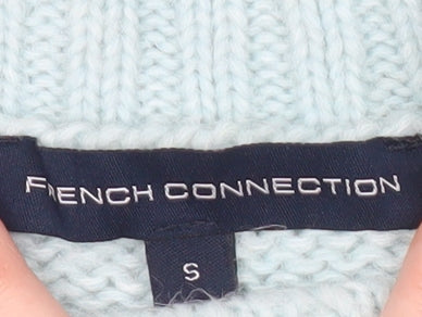 French Connection Womens Blue Crew Neck Chunky Knit Jumper Size S