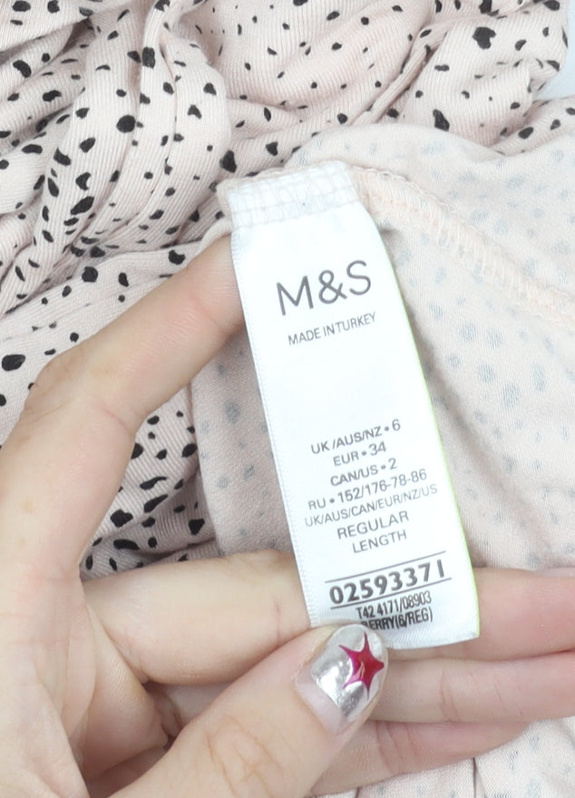 Marks & Spencer Womens Beige Polka Dot Wrap Dress Size 6