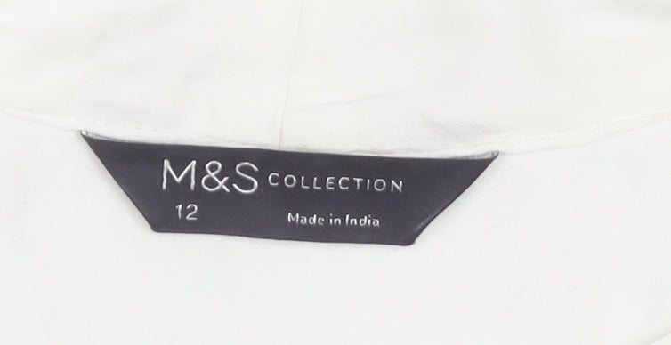 Marks & Spencer Women’s White Viscose Blouse Size 12 Long Sleeve
