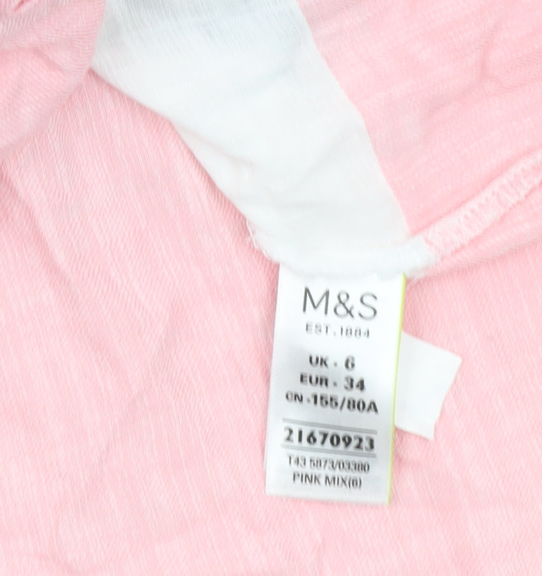 Marks & Spencer Womens Button-Up Shirt UK 6 Stripe Colourblock Cotton