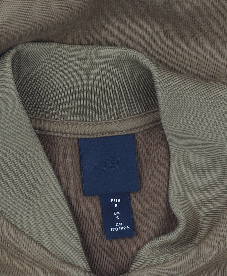 H&M Men's Brown Bomber Jacket S Stand-Up Collar Full Zip