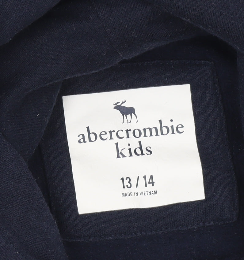 Abercrombie & Fitch Kids Boys Blue Pullover Hoodie 13-14 Years Logo Print