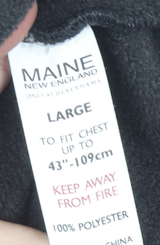 Maine New England Mens Black Fleece 1/4 Zip Pullover Sweatshirt L