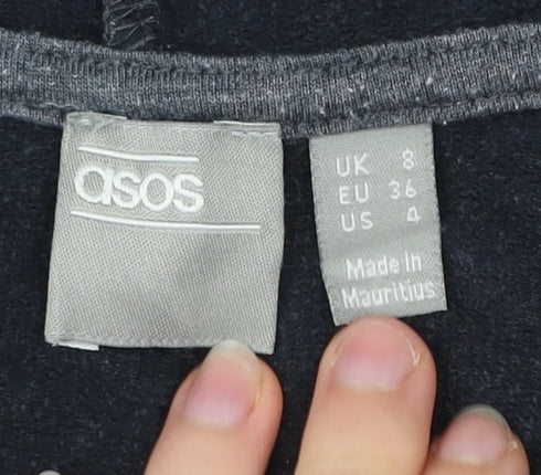 ASOS Women’s Grey Full Zip Hoodie Size 8 Regular Fit Casual