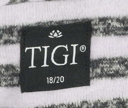 TIGI Womens Grey Striped Cowl Neck Pullover Jumper Size 18