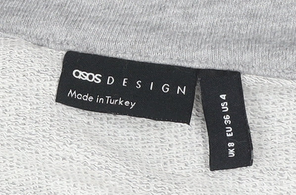 ASOS DESIGN Women Grey Size 8 Pullover Sweatshirt 1/4 Zip Logo