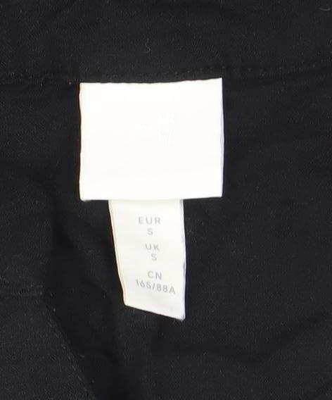 H&M Women’s Black Shift Dress Size S Short Sleeve Collared Viscose