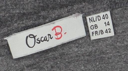 Oscar B Women’s Grey Wrap Blouse Size 14 Long Sleeve Buckle Detail