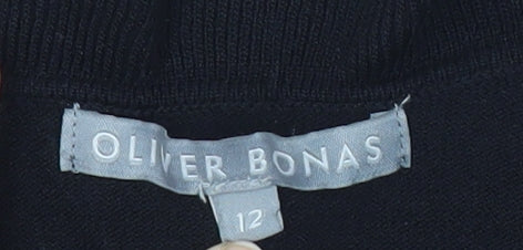 Oliver Bonas Womens Black Size 12 Pullover Jumper Mock Neck Knit