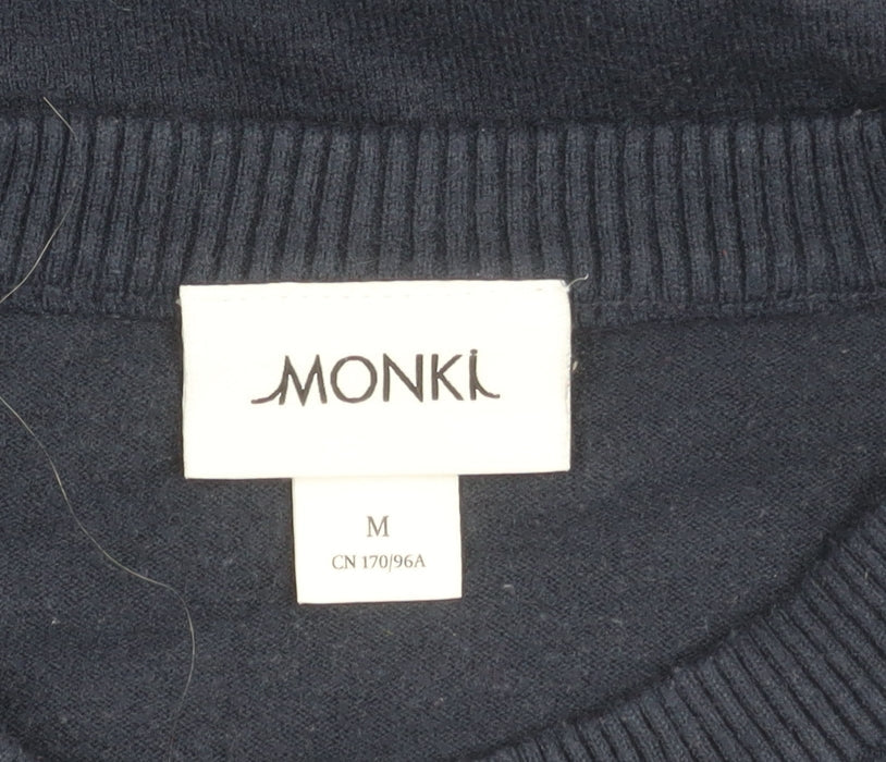 Monki Womens Blue Crew Neck Puff Sleeve Pullover Jumper Size 12