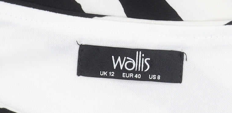 Wallis Womens Zebra Print Sheath Dress UK 12 Knee Length 3/4 Sleeve