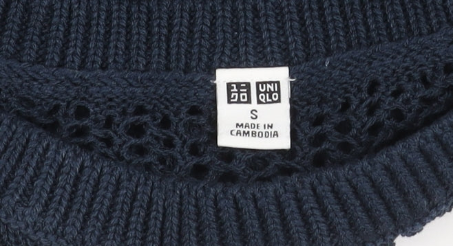 Uniqlo Women’s Blue Open-Knit Pullover Jumper Size S