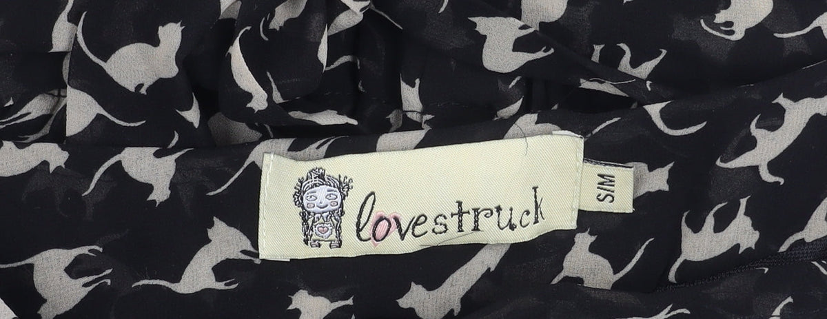 Lovestruck Women’s Black Cat Print Strapless Dress Size S
