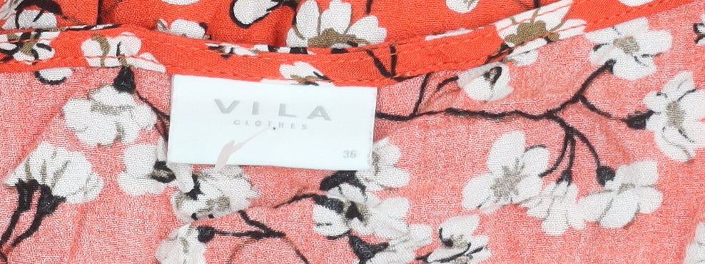 VILA Womens Red Floral Sleeveless Viscose Blouse Size 8