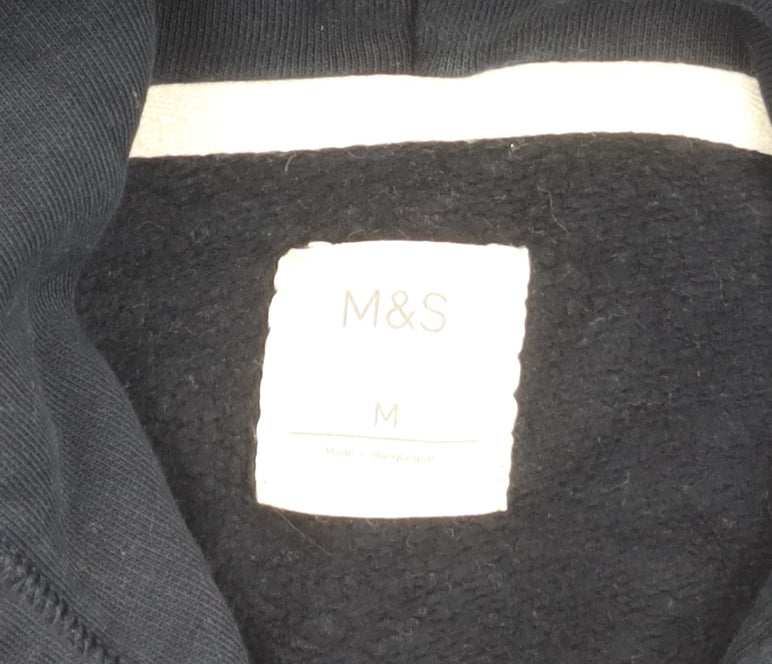 Marks and Spencer Men’s Navy Pullover Hoodie M Striped Cotton