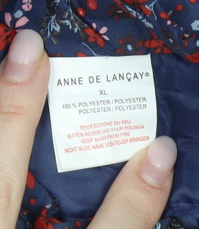 Brand and care label for Anne de Lançay women’s blue floral puffer jacket xl