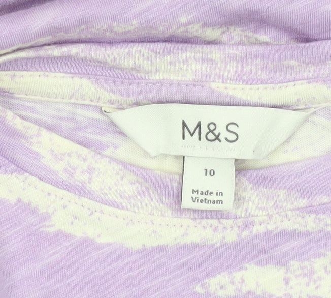 Marks & Spencer Womens Purple Animal Print T-Shirt Size 10