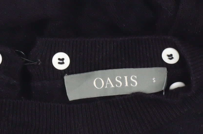 Oasis Womens Black Crew Neck Knit Jumper Size S Long Sleeve