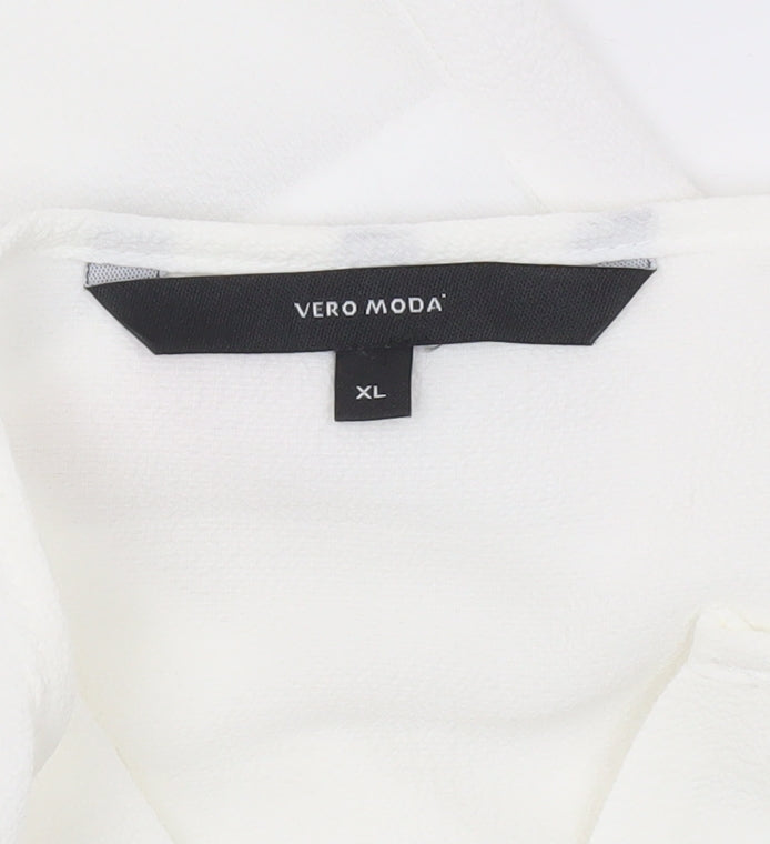 Vero Moda Women’s White Tunic Blouse XL 3/4 Sleeve V-Neck
