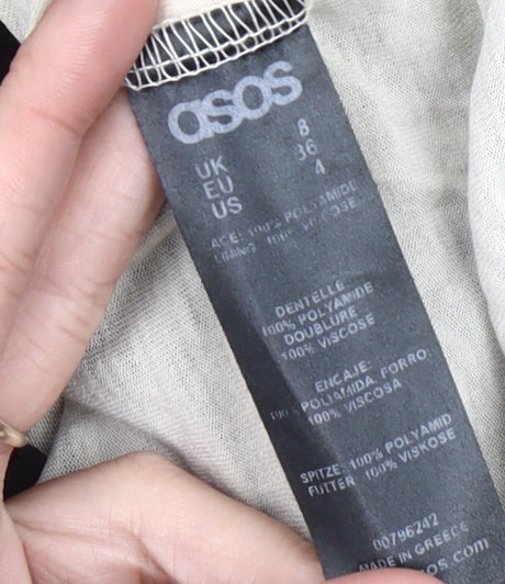 ASOS Women Black Size 8 Floral Lace Skater Party Cocktail Dress