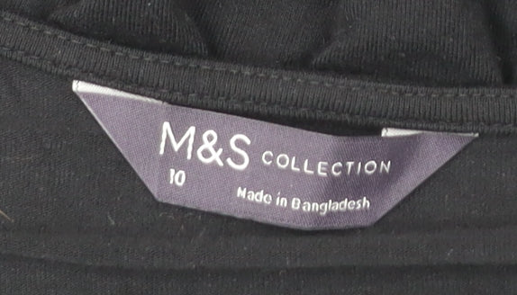 Marks & Spencer Women Black Size 10 A-Line Knee Length Dress