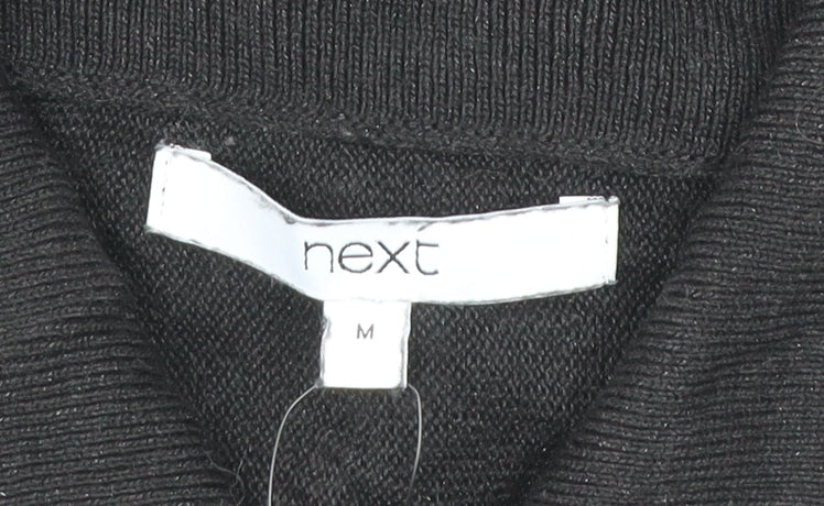 Next Womens Black Collared Button Cardigan Jumper M Regular Viscose Blend
