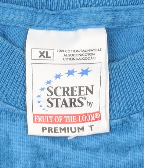 Fruit of the Loom Men's Blue XL Crew Neck Cotton T-Shirt