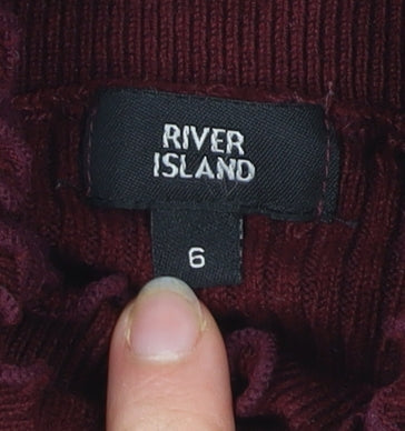 River Island Womens Red Roll Neck Long Sleeve Slim Fit Top Size 6