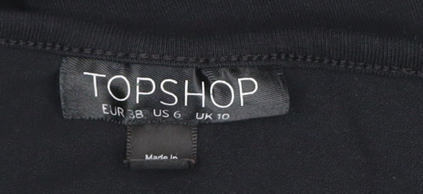 Topshop Women’s Black Size 10 Slip Dress Lace Trim Sleeveless Short