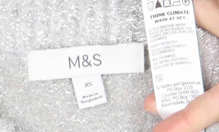 Marks and Spencer Womens Grey XS Crew Neck Knit Pullover Jumper