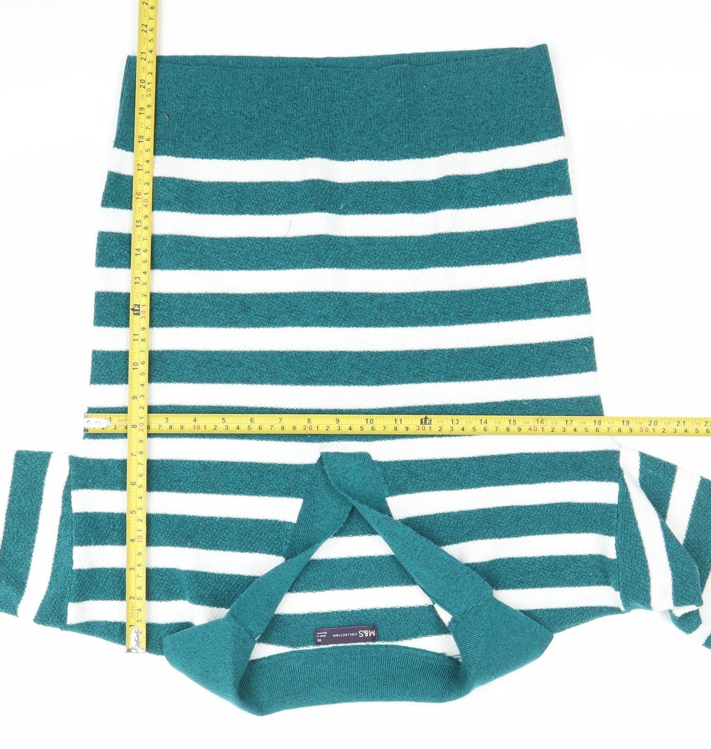 Marks & Spencer Women’s Green Striped Collared Pullover Jumper XS