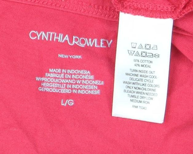 Cynthia Rowley Women’s Pink V-Neck Short Sleeve Cotton Modal T-Shirt L