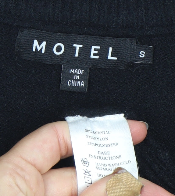 Motel Womens Black Gothic Mock Neck Zip Pullover Jumper Size S